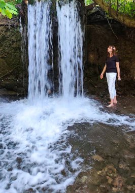 Azerbaycan ormanındaki şelale. Yüksek kalite.