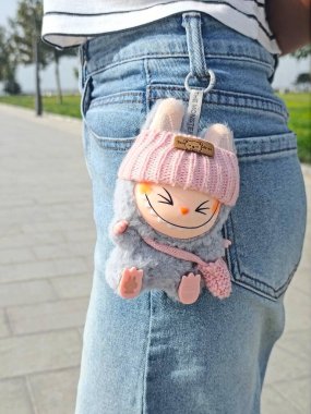 Ünlü oyuncak labubu. Bakü Azerbaycan 22 Temmuz 2025. Yüksek kalite fotoğraf