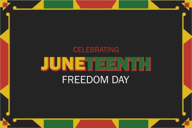 Afrika Motifli Haziran Siyahi Bağımsızlık Günü Bayrağı. Geleneksel Afrika motifleriyle renkli Haziran bayrağı, Amerika Birleşik Devletleri 'nde siyahların özgürlüğünü ve tarihsel özgürlüğünü kutluyor..