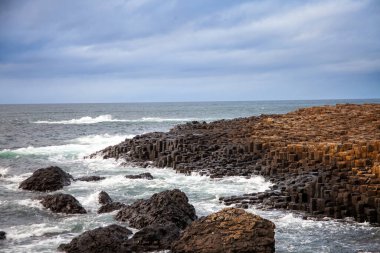 Hexagonal Rocks at the Giants Causeway in Ireland. High quality photo clipart