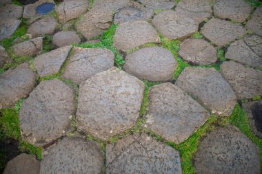 Hexagonal Rocks at the Giants Causeway in Ireland. High quality photo clipart