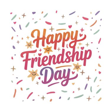 Mutlu Dostluk Günü tipografi vektör sanatı ve illüstrasyonu.