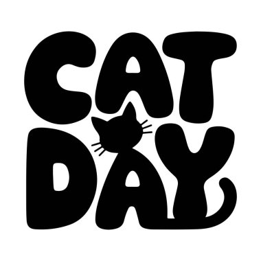 Kedi Günü tipografi siluet vektör sanat ve illüstrasyon.