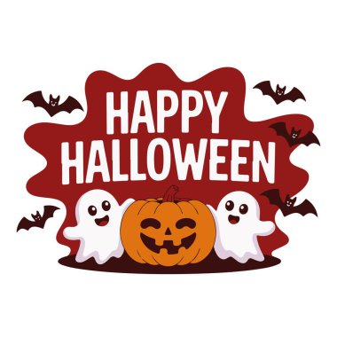 Mutlu Cadılar Bayramı tipografi arka plan vektör sanatı ve illüstrasyonları.