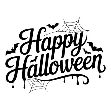 Mutlu Cadılar Bayramı tipografi silüet vektör sanat ve illüstrasyonları.