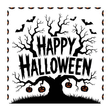 Mutlu Cadılar Bayramı tipografi silueti arka plan vektör sanatı ve illüstrasyonları .