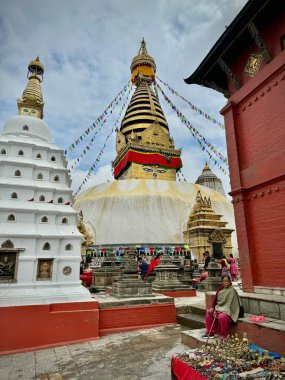 Nepal şehrindeki kutsal Buda tapınağı, Katmandu.