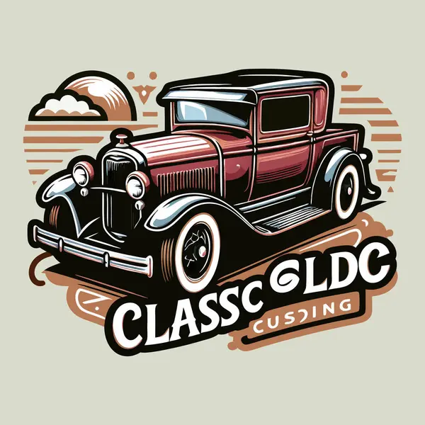 Klasik Vintage Car Vector Sanat İllüstrasyon Tasarımı. Otomotiv Klasik Tişört Tasarımı İçin En İyi