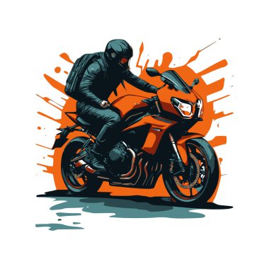 Bir motosiklet ve güzel şehir arkaplanı için vektör t-shirt tasarımı