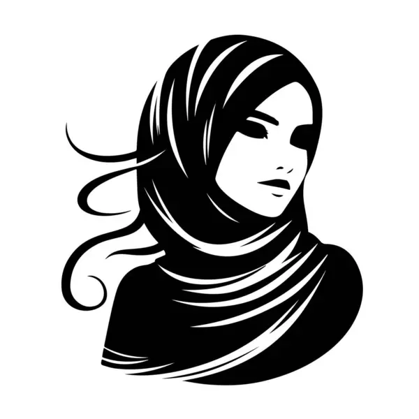 Beyaz arka planda güzel bir tesettür kadın vektör çizgisi resim silueti