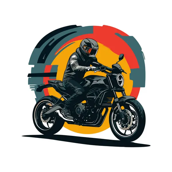 Bir motosiklet ve güzel şehir arkaplanı için vektör t-shirt tasarımı