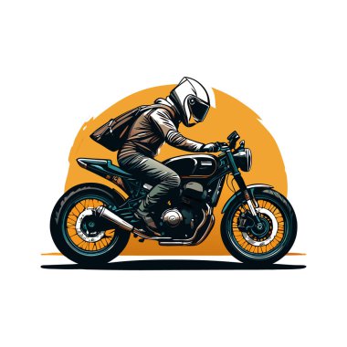 Bir motosiklet ve güzel şehir arkaplanı için vektör t-shirt tasarımı