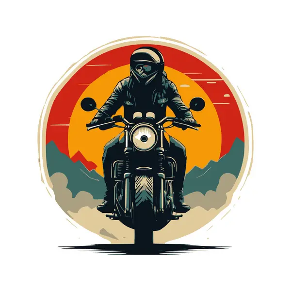 Bir motosiklet ve güzel şehir arkaplanı için vektör t-shirt tasarımı