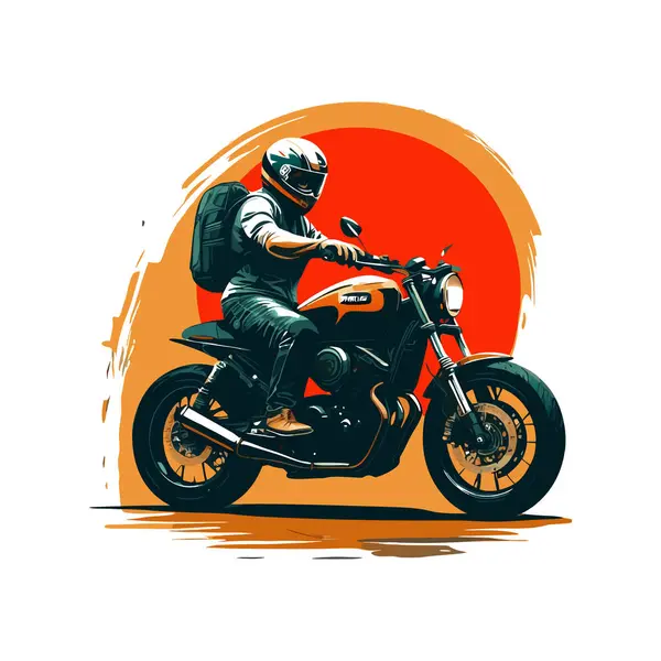 Bir motosiklet ve güzel şehir arkaplanı için vektör t-shirt tasarımı