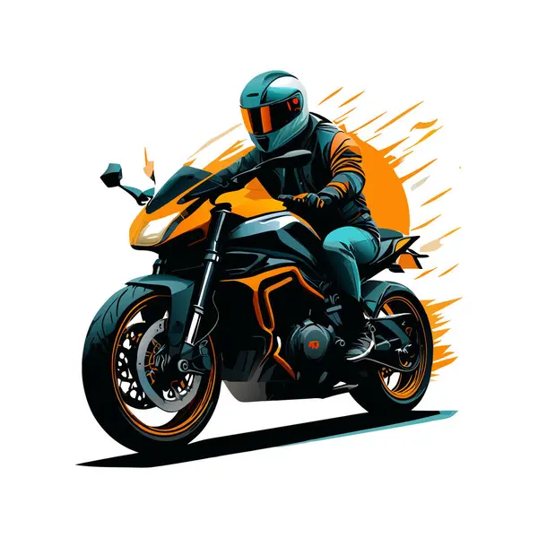 Bir motosiklet ve güzel şehir arkaplanı için vektör t-shirt tasarımı