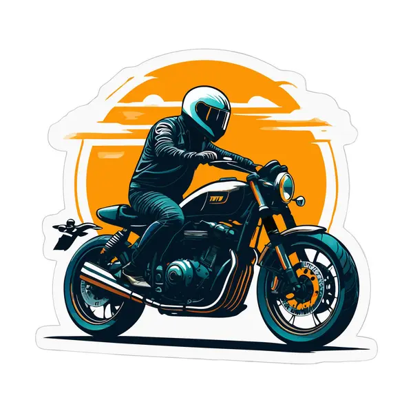 Bir motosiklet ve güzel şehir arkaplanı için vektör t-shirt tasarımı