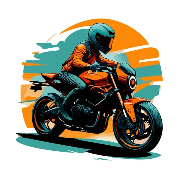 Bir motosiklet ve güzel şehir arkaplanı için vektör t-shirt tasarımı