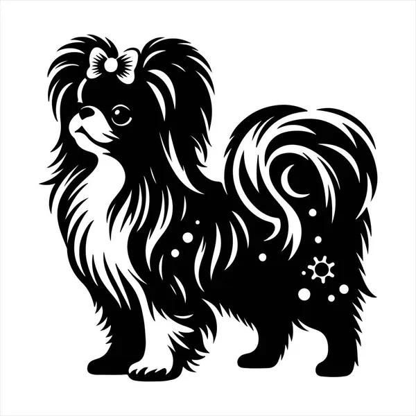 Japon Chin köpek vektör illüstrasyonu çizgi film tarzında beyaz arkaplanda izole edildi.