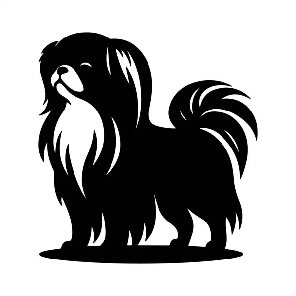 Japon Chin köpek vektör illüstrasyonu çizgi film tarzında beyaz arkaplanda izole edildi.