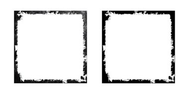 Beyaz arkaplanda izole edilmiş siyah grunge çerçeve seti.