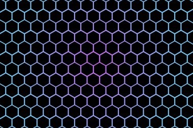 Geometrik altıgen siyah şekil gradyan renk desenli pankart tasarımı.