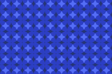 Soyut geometrik koyu ve açık mavi yıldız eşkenar dörtgenleri şekil elementleri desen pankartı.