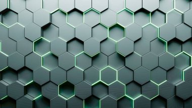 Altıgenler soyut arkaplan. 3d biçimlendirme, çokgen geometrik yüzey