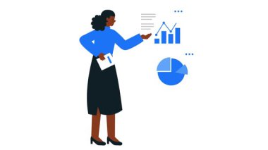 Dosyası olan bir iş kadını.