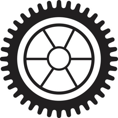 dişli simgesi, dişli tekerlek, motor dairesi, beyaz zemin üzerinde ince çizgi ve düz web sembolü - düzenlenebilir felç vektör illüstrasyon eps10 metin için yer. Basit bir koleksiyon. Çarklı. döndürücü