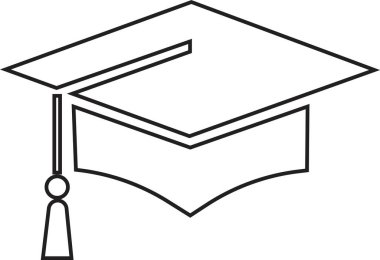 Mezuniyet şapkası simgesi hizada ve düz versiyonu, öğrenci şapkası işareti. Şeffaf arkaplanda izole edilmiş. Akademik kapsül. Tam bir resim. Eğitim sembolü, logo. Farklı bir tarz. vektör uygulamaları web sitesi