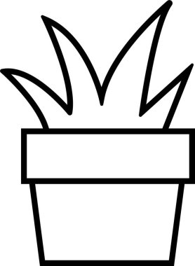 Çiçek saksısı ikonunda bitki. Şeffaf arkaplan çizgisi üzerinde izole edilmiş, katı ve düz ana hat sürümü, işaret. Ev dekorasyonu logosu sembolü için kullanılacak, farklı stil seti. koleksiyon vektör uygulamaları ve web sitesi