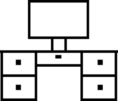 Mobilya dolabı ikonu üzerinde televizyon lcd 'si hazır. Şeffaf arkaplanda izole edilmiş. koleksiyon ev dekorasyonu kullanımı için bkz. Küresel ağa bakın. Tek yüksek kalite siyah çizgili web tasarımı veya mobil uygulama.