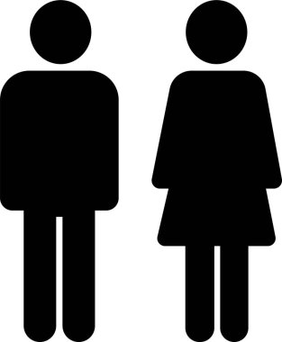 Tuvalet kapısının resimli resimleri. Kadın ve erkek tuvalet vektörü tabelaları, kadın ve erkek hijyen tuvalet sembolleri, siyah bayanlar ve baylar UI mobil uygulama ikonu kızlar