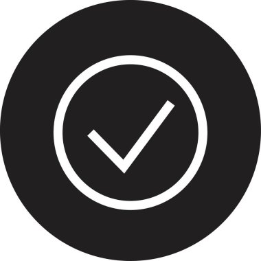 Şeffaf arkaplanda izole edilmiş trend biçiminde tik işareti simgesi düz tasarım vektörü. Cep telefonu, uygulama veya web sitesi için Faq ve destek simgesi kullanımı.