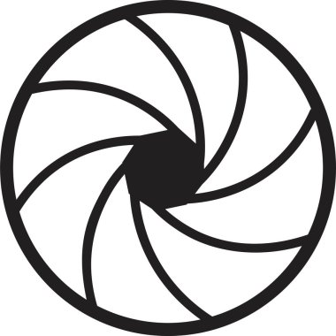 Kamera deklanşör simgeleri. Açık mercek odağı. Foto-optik. Diyafram, objektif, yakınlaştırmalı fotoğraf. Fotoğraf stüdyosunun logoları, film, resim. Fotoğraf ve video ekipmanları için sembol. Vektör.