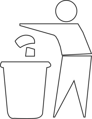 Düzenli adam sembolü, çöp atma, temiz kal, beyaz arka planda dikkatlice ve düşünceli bir şekilde izole edilmiş sembolden kurtul. Web ve mobil uygulamalar için uluslararası düzenli adam logosu tasarım vektörü.