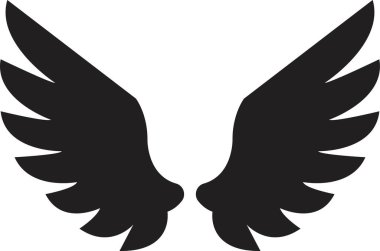 Düz tüylü uzun kanatlar. Şeffaf arkaplanda izole edilmiş. Melek ya da kuş kanadı Heraldik klasik ordu amblemi Şahin Anka Şahini. Uçan kanatlı çerçeve. vektör logotip uygulamaları ağı