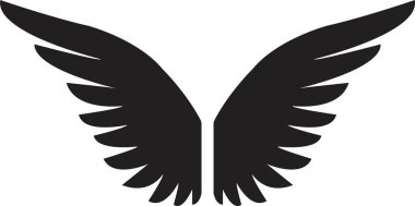 Düz tüylü uzun kanatlar. Şeffaf arkaplanda izole edilmiş. Melek ya da kuş kanadı Heraldik klasik ordu amblemi Şahin Anka Şahini. Uçan kanatlı çerçeve. vektör logotip uygulamaları ağı