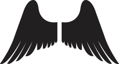 Düz tüylü uzun kanatlar. Şeffaf arkaplanda izole edilmiş. Melek ya da kuş kanadı Heraldik klasik ordu amblemi Şahin Anka Şahini. Uçan kanatlı çerçeve. vektör logotip uygulamaları ağı
