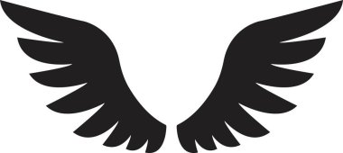Düz tüylü uzun kanatlar. Şeffaf arkaplanda izole edilmiş. Melek ya da kuş kanadı Heraldik klasik ordu amblemi Şahin Anka Şahini. Uçan kanatlı çerçeve. vektör logotip uygulamaları ağı