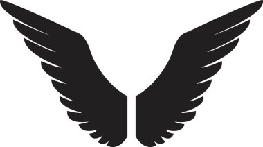 Düz tüylü uzun kanatlar. Şeffaf arkaplanda izole edilmiş. Melek ya da kuş kanadı Heraldik klasik ordu amblemi Şahin Anka Şahini. Uçan kanatlı çerçeve. vektör logotip uygulamaları ağı