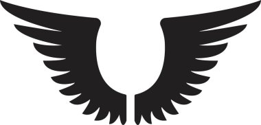 Düz tüylü uzun kanatlar. Şeffaf arkaplanda izole edilmiş. Melek ya da kuş kanadı Heraldik klasik ordu amblemi Şahin Anka Şahini. Uçan kanatlı çerçeve. vektör logotip uygulamaları ağı
