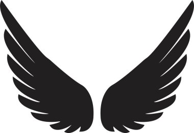 Düz tüylü uzun kanatlar. Şeffaf arkaplanda izole edilmiş. Melek ya da kuş kanadı Heraldik klasik ordu amblemi Şahin Anka Şahini. Uçan kanatlı çerçeve. vektör logotip uygulamaları ağı
