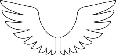 Kuyrukta uzun tüy ikonu olan kanatlar. Şeffaf arkaplanda izole edilmiş. Melek ya da kuş kanadı Heraldik klasik ordu amblemi Şahin Anka Şahini. Uçan kanatlı çerçeve. vektör logotip uygulamaları ağı