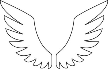 Kuyrukta uzun tüy ikonu olan kanatlar. Şeffaf arkaplanda izole edilmiş. Melek ya da kuş kanadı Heraldik klasik ordu amblemi Şahin Anka Şahini. Uçan kanatlı çerçeve. vektör logotip uygulamaları ağı