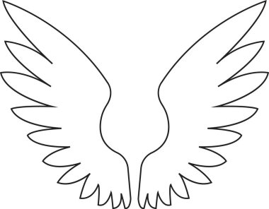 Kuyrukta uzun tüy ikonu olan kanatlar. Şeffaf arkaplanda izole edilmiş. Melek ya da kuş kanadı Heraldik klasik ordu amblemi Şahin Anka Şahini. Uçan kanatlı çerçeve. vektör logotip uygulamaları ağı