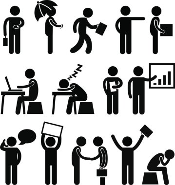 İş ve Finans düz tasarım simgeleri ayarlandı. Takım çalışması, çözüm, başarısızlık, başarı, şirket yapısı, özgeçmiş, sigorta, dış kaynak kullanımı, iş yeri, konferans, lider vektör uygulamaları ve web sitesi