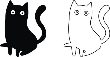 kedi simgesi düz ve çizgi modasına uygun olarak ayarlandı. Şeffaf arkaplanda izole edilmiş. Kedi silueti işareti. mobil konsept ve web tasarımı. Ev hayvanları logo vektör grafikleri