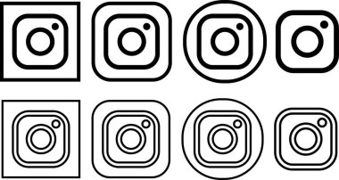 Düz çizgi halinde Instagram logo simgesi. Akıllı telefonun şeffaf arkaplan sembolüne izole edilmiş. Sosyal medya uygulaması için editoryal vektör veya paylaşım fotoğrafları için web, ağın diğer kişileriyle video