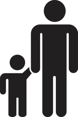 Ebeveynler ve çocuk aile simgesi düz moda tarzında. Sigorta sembolü olarak baba oğul imzası olan mutlu küçük bir aile. Şeffaf arkaplanda tasarım izole edildi. Uygulamalar için vektör, web sitesi